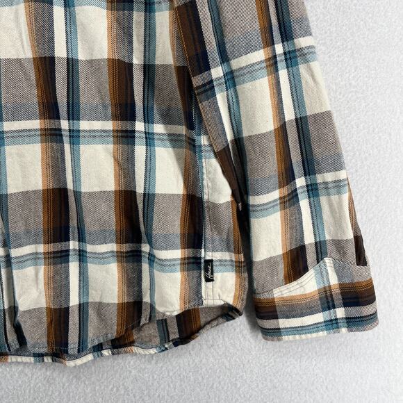 HOWE Shirt Mens L Heavy Flannel Western Plaid Button Up Workshirt Cotton Brown - Picture 9 of 15